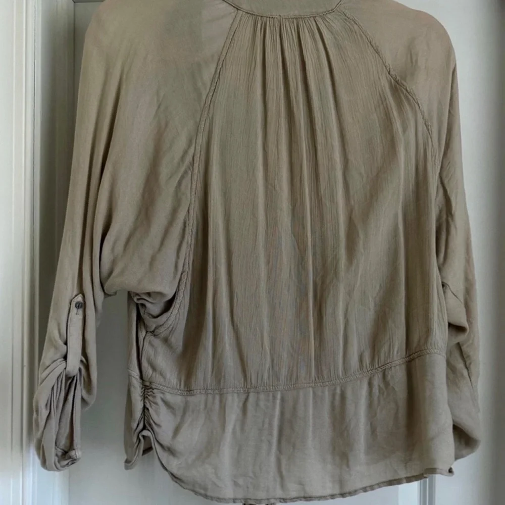 Free People Beige Tie-Front Blouse - Picture 2 of 3
